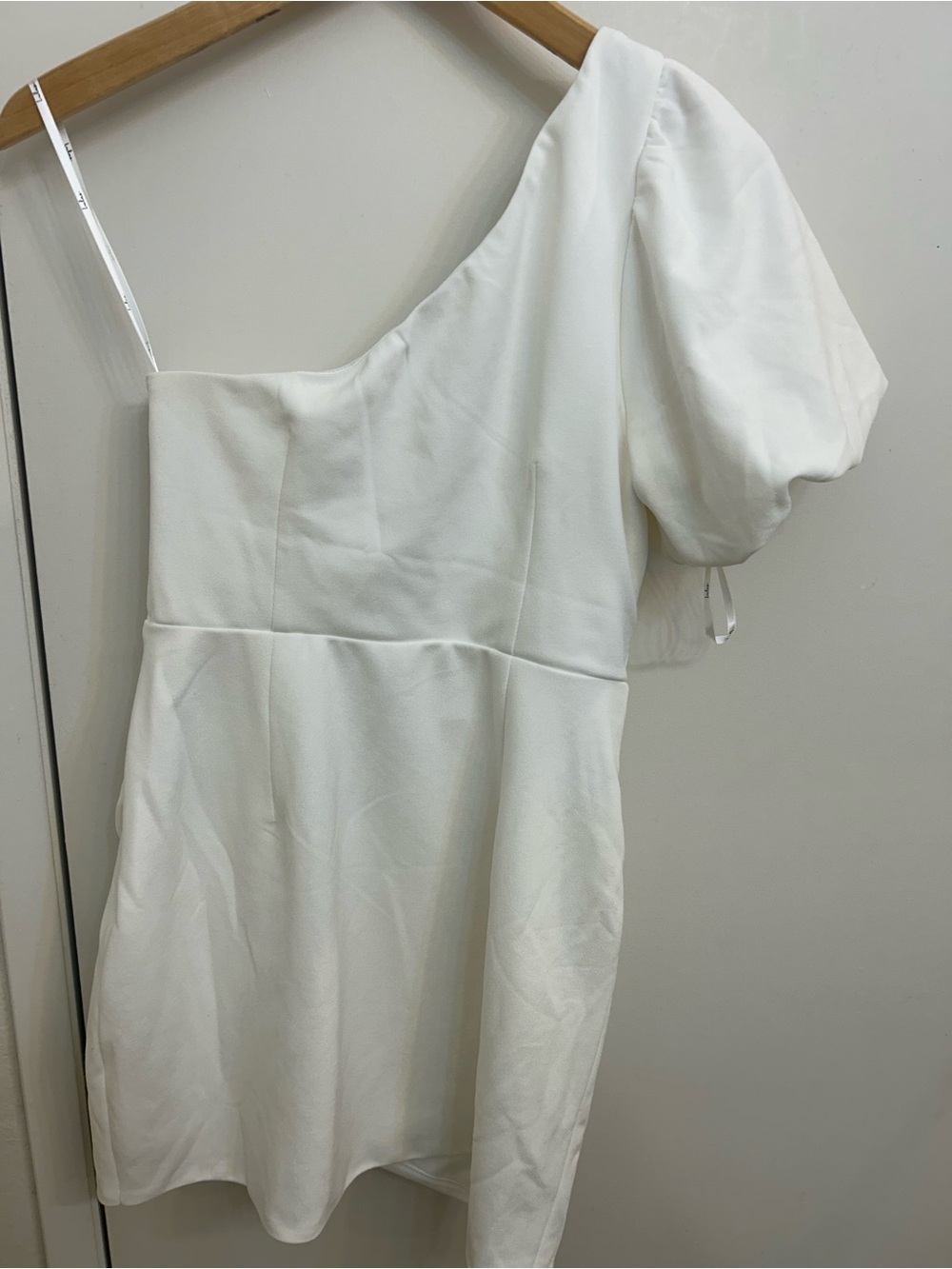 Lulu's White One-Shoulder Puff Sleeve Mini Dress